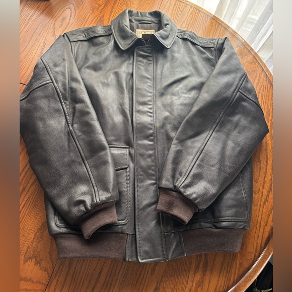 VTG L.L.Bean men's XL tall leather bomber flight aviator goatskin jacket